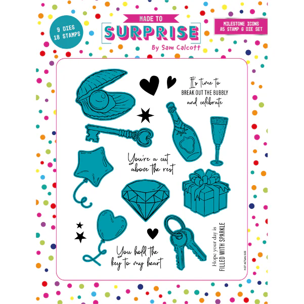 Made to Surprise A5 Stamp and Die Set Milestone Icons | Circular Waterfold